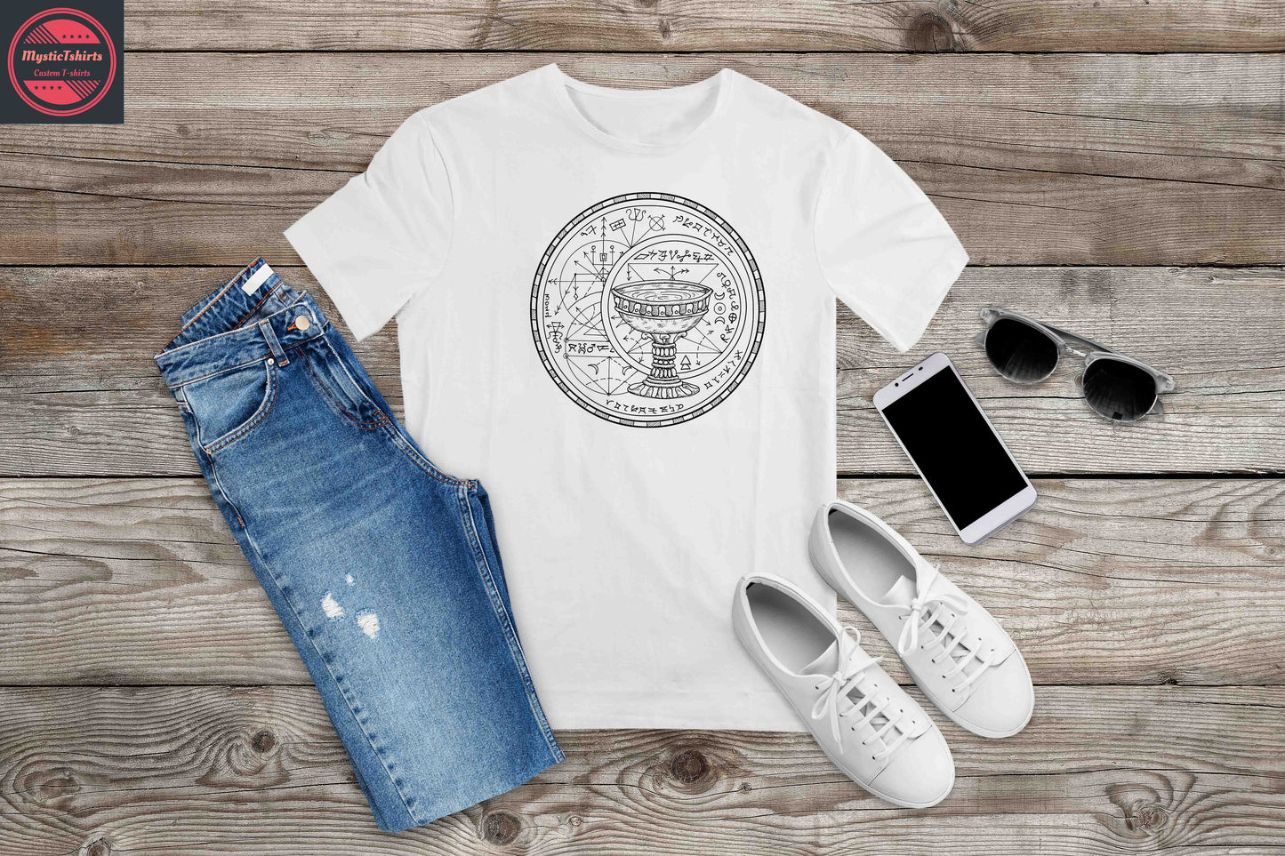 381. Mystical Seal with Chalice, Custom Made Shirt, Personalized T-Shirt, Custom Text, Make Your Own Shirt, Custom Tee