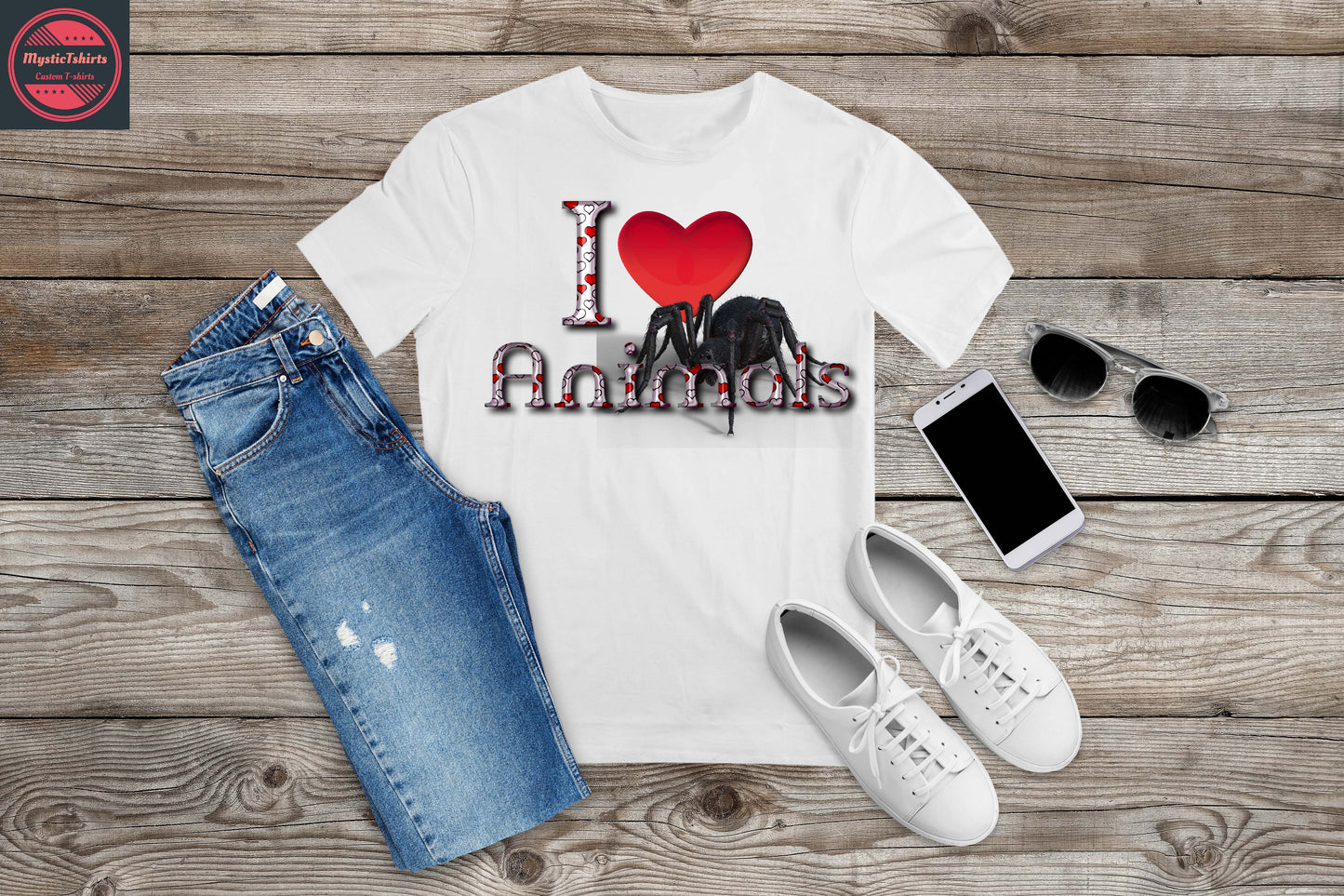 215. I LOVE ANIMALS , Custom Made Shirt, Personalized T-Shirt, Custom Text, Make Your Own Shirt, Custom Tee
