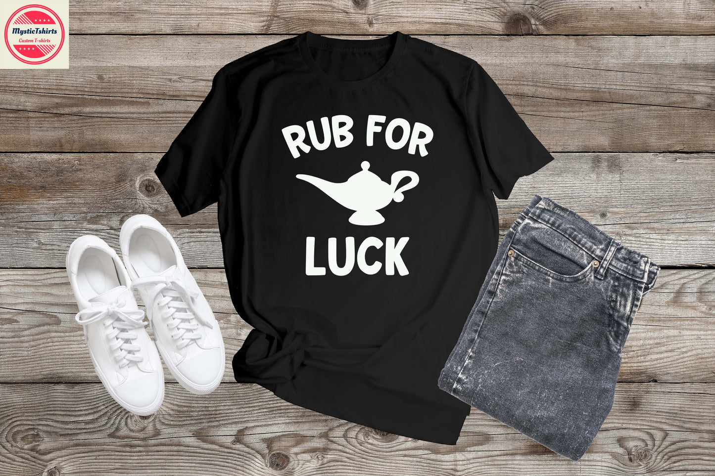411. RUB FOR LUCK, Personalized T-Shirt, Custom Text, Make Your Own Shirt, Custom Tee