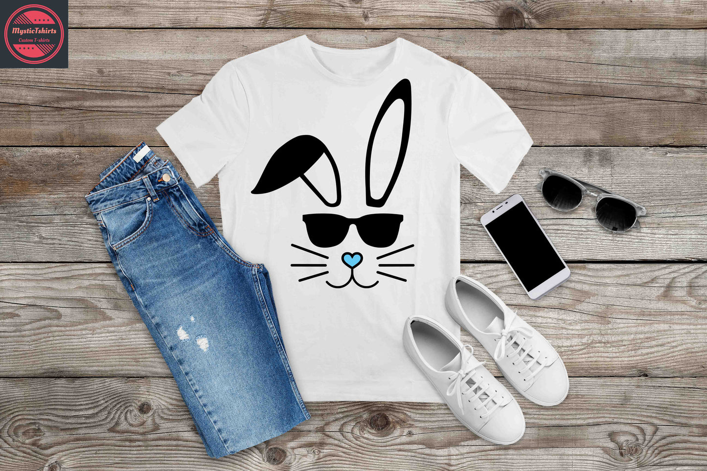 040. Bunny Face, Custom Made Shirt, Personalized T-Shirt, Custom Text, Make Your Own Shirt, Custom Tee