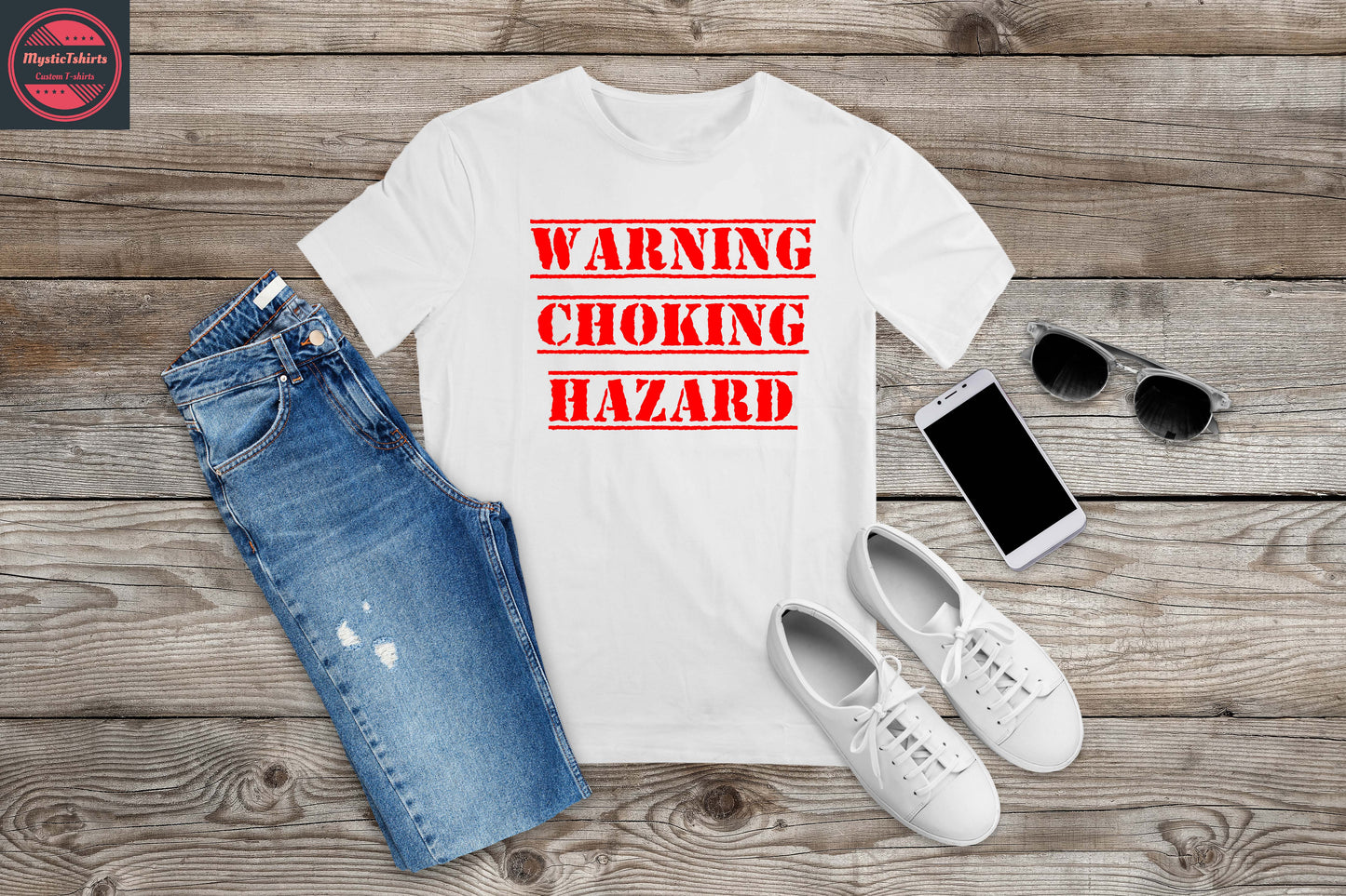 473. WARNING CHOKING HAZARD, Personalized T-Shirt, Custom Text, Make Your Own Shirt, Custom Tee
