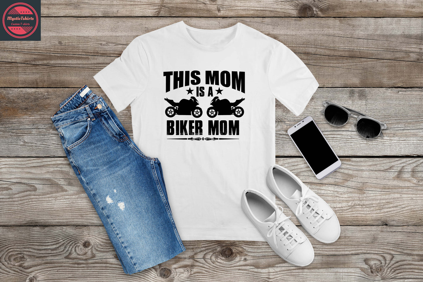 459. THIS MOM IS A BIKER MOM, Custom Made Shirt, Personalized T-Shirt, Custom Text, Make Your Own Shirt, Custom Tee