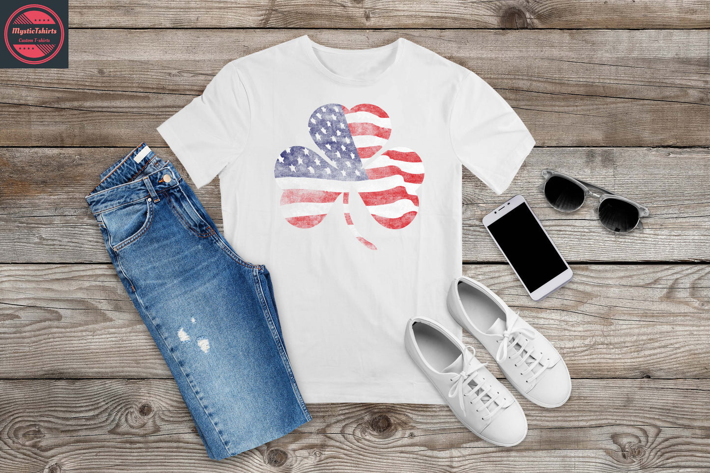 246. IRISH AMERICAN SHAMROCK, Custom Made Shirt, Personalized T-Shirt, Custom Text, Make Your Own Shirt, Custom Tee