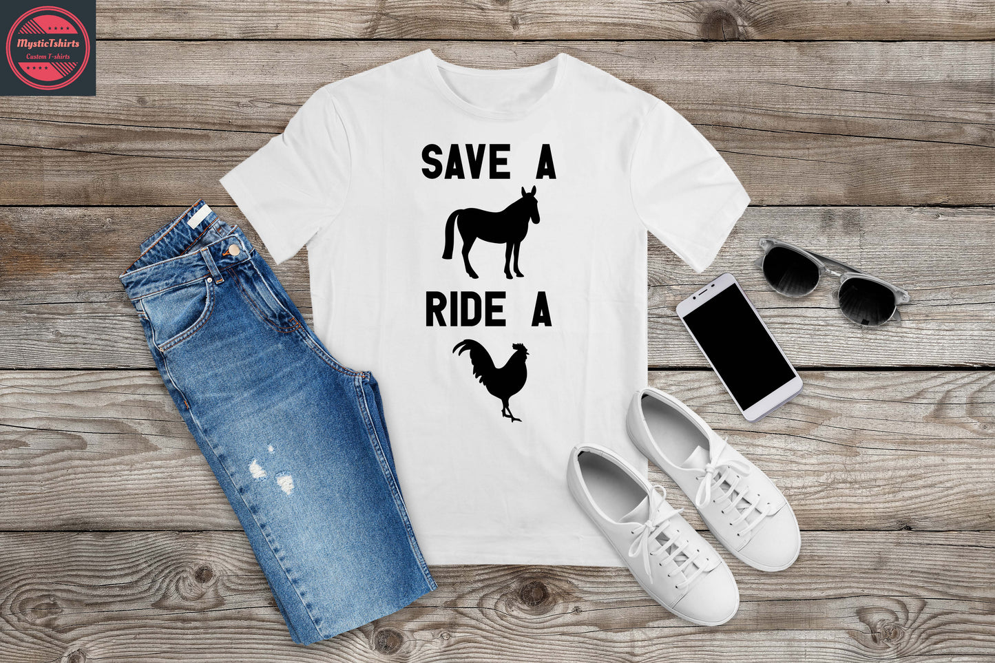416. SAVE A HORSE RIDE A COCK, Personalized T-Shirt, Custom Text, Make Your Own Shirt, Custom Tee