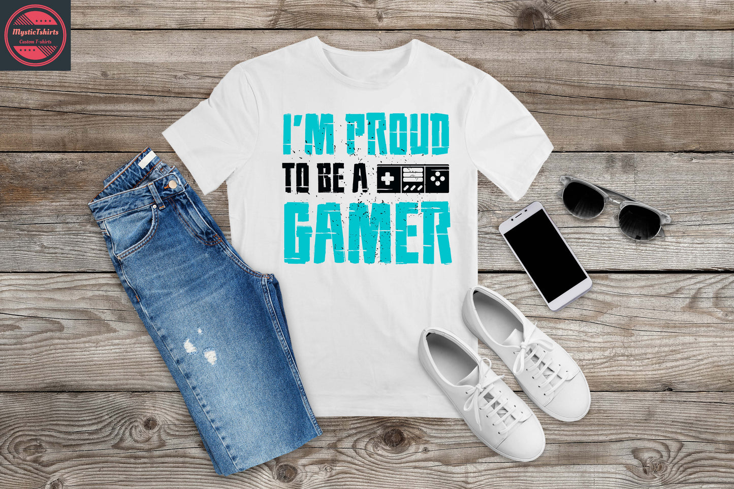 232. I'M PROUD TO BE A GAMER, Custom Made Shirt, Personalized T-Shirt, Custom Text, Make Your Own Shirt, Custom Tee