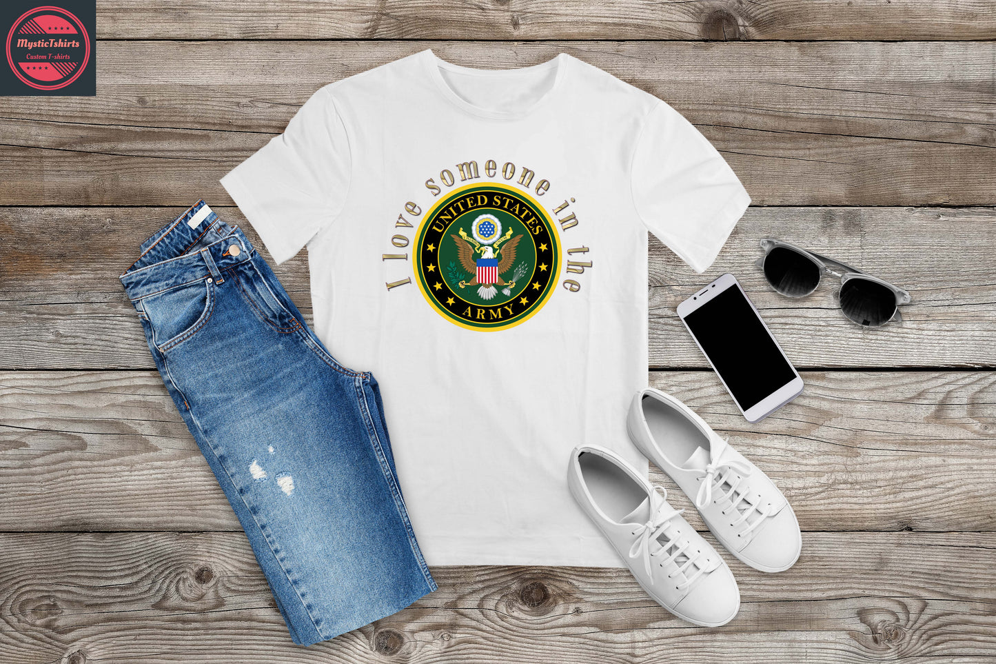 217. I LOVE SOMEONE IS THE US ARMY, Custom Made Shirt, Personalized T-Shirt, Custom Text, Make Your Own Shirt, Custom Tee