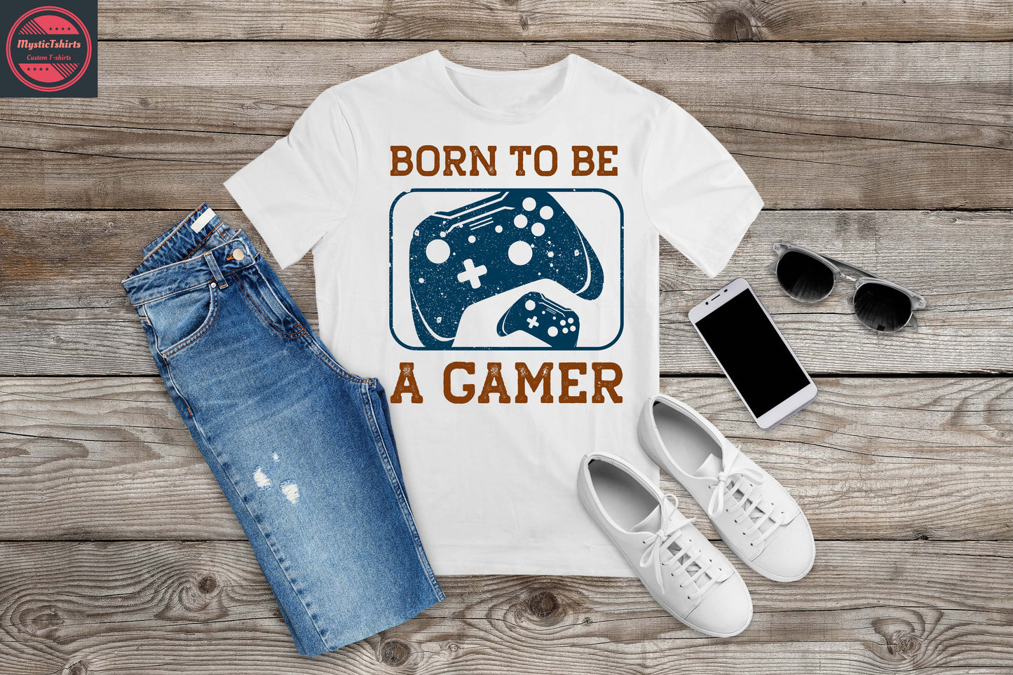 034. BORN TO BE A GAMER, Custom Made Shirt, Personalized T-Shirt, Custom Text, Make Your Own Shirt, Custom Tee