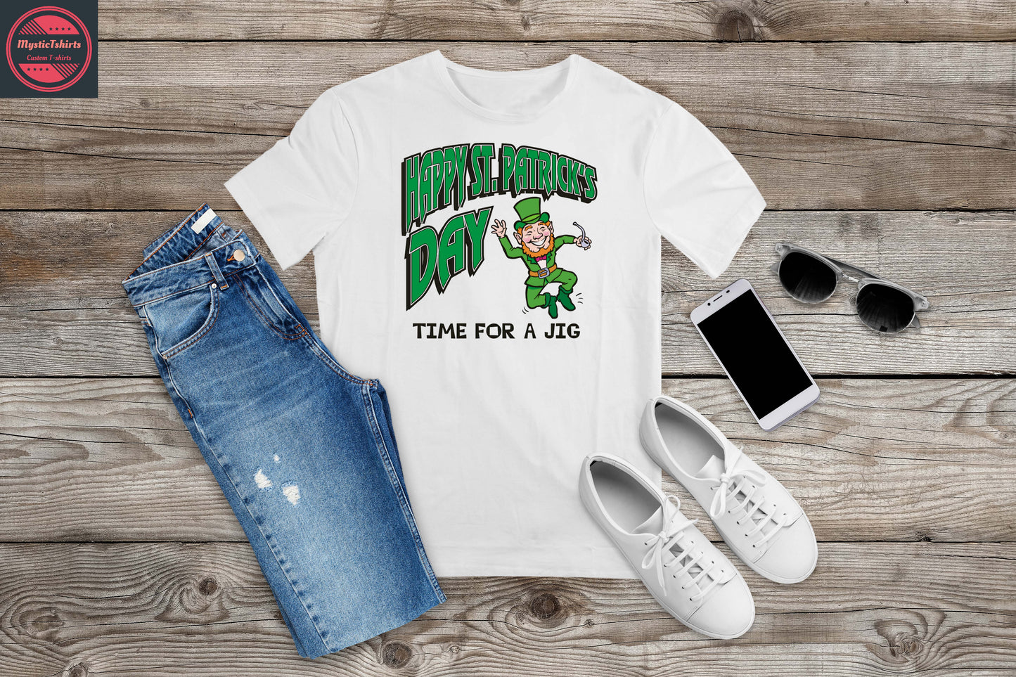 189. HAPPY ST PATRICK'S DAY TIME FOR A JIG, Custom Made Shirt, Personalized T-Shirt, Custom Text, Make Your Own Shirt, Custom Tee