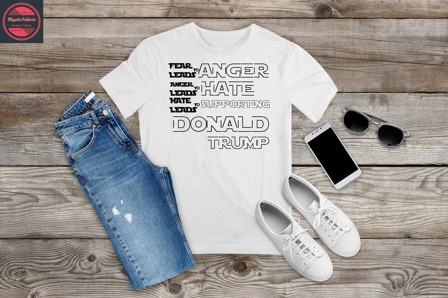 144. FEAR, ANGER, HATE LEADS TO, Custom Made Shirt, Personalized T-Shirt, Custom Text, Make Your Own Shirt, Custom Tee