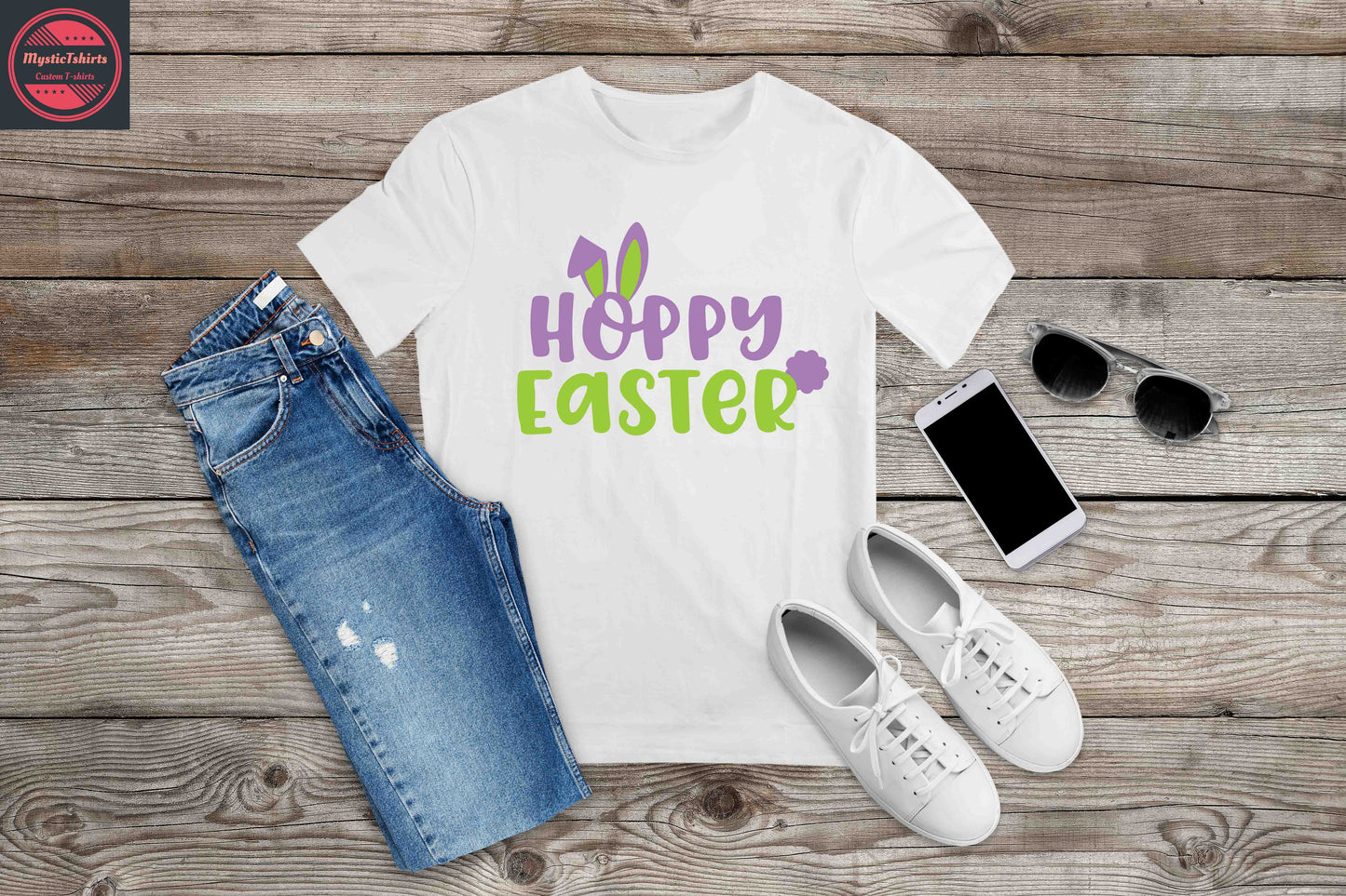 198. HOPPY EASTER, Custom Made Shirt, Personalized T-Shirt, Custom Text, Make Your Own Shirt, Custom Tee