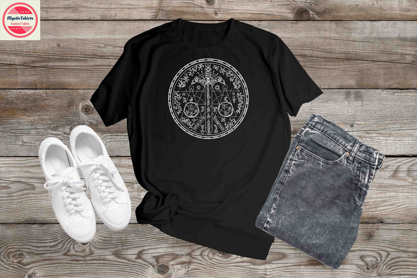 387. Mystical Seal with with Sword, Custom Made Shirt, Personalized T-Shirt, Custom Text, Make Your Own Shirt, Custom Tee