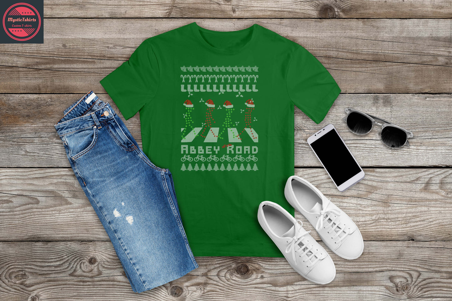 008. ABBEY ROAD CHRISTMAS LIGHTS , Custom Made Shirt, Personalized T-Shirt, Custom Text, Make Your Own Shirt, Custom Tee