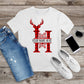 354. MONOGRAMMED RED REINDEER CHRISTMAS H, Custom Made Shirt, Personalized T-Shirt, Custom Text, Make Your Own Shirt, Custom Tee